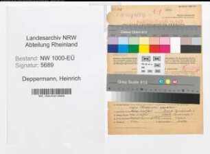 Entnazifizierung Heinrich Deppermann, geb. 09.07.1902 (Bergmann)