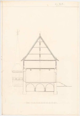 Rathaus, Einbeck: Querschnitt durch den Giebel 1:50
