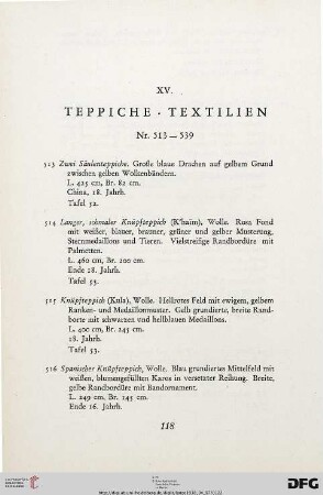 XV. Teppiche, Textilien (Nr. 513-539)