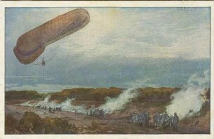 Fesselballon (Zeppelinform) als deutsche Station zur Artilleriebeobachtung