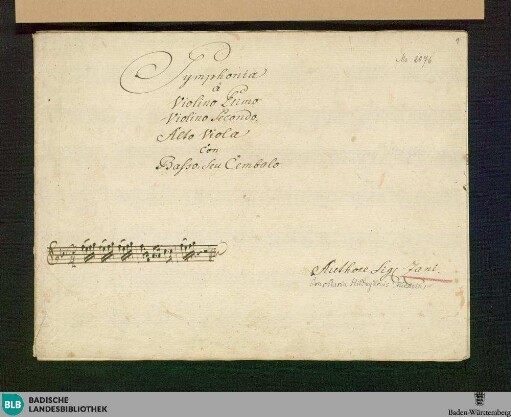 Symphonies - Don Mus.Ms. 2076 : vl (2), vla, b; F; JenS 35