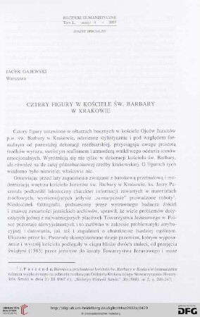 50: Cztery figury w kościele św. Barbary w Krakowie