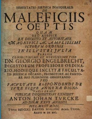 Diss. iur. inaug. de maleficiis coeptis
