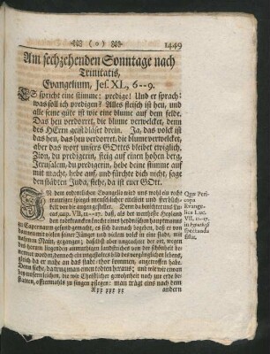 Am sechzehenden Sonntage nach Trinitatis, Evangelium, Jes. XL, 6 - 9