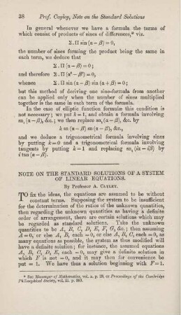 Note on the standard solutions of a system of linear equations.