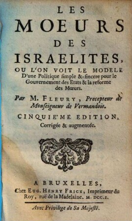 Les moeurs des Israelites