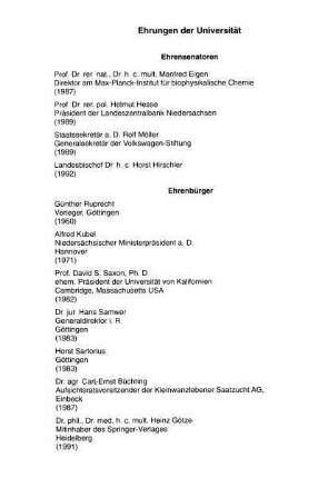 Ehrungen der Universität