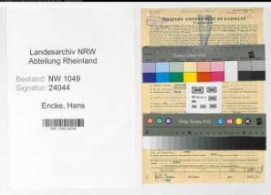 Entnazifizierung Hans Encke , geb. 12.01.1896 (Pfarrer)