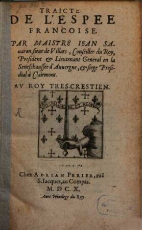 Traicté de l'espée françoise