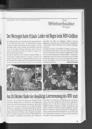 Am 20. Oktober findet der diesjährige Laternenumzug des WBV statt