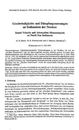 Geschwindigkeits- und Dämpfungsmessungen an Sedimenten der Nordsee