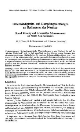 Geschwindigkeits- und Dämpfungsmessungen an Sedimenten der Nordsee
