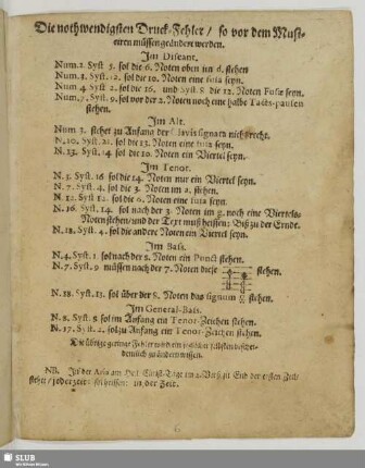 Die nothwendigsten Druck-Fehler so vor dem Musiciren müssen geändert werden