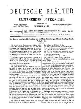 Der Lehrer lege kein Herbarium an, er führe ein naturgeschichtliches Tagebuch : (Schluss)