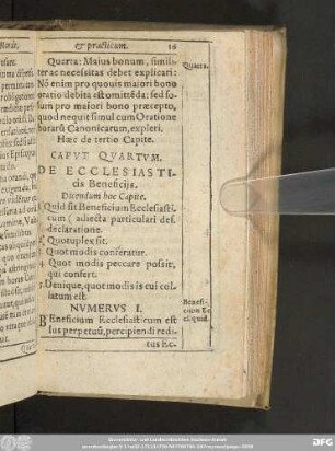 Caput Quartum. De Ecclesiasticis Beneficiis.