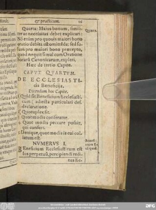 Caput Quartum. De Ecclesiasticis Beneficiis.