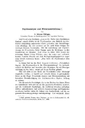 Psychoanalyse und Fürsorgeerziehung