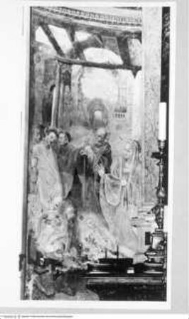 Apsisausmalung mit Szenen aus dem Marienleben, linke Seite, unteres Bildfeld: Anbetung der Hirten