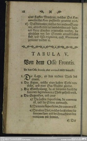 Tabula V. Von dem Osse Frontis