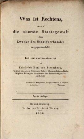 Was ist Rechtens wenn die oberste Staatsgewalt dem Zwecke des Staatsverbandes entgegenhandelt?