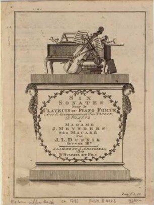 Six sonates pour le clavecin ou piano forte avec l'accompagnement d'un violon : oeuvre IIIe