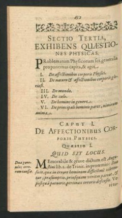 Caput I. De Affectionibus Corporis Physici.