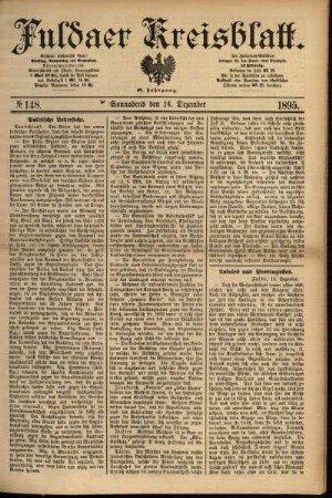Erste Ausgabe vom Samstag, den 14. Dezember 1895.