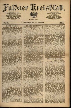 Erste Ausgabe vom Samstag, den 14. Dezember 1895.