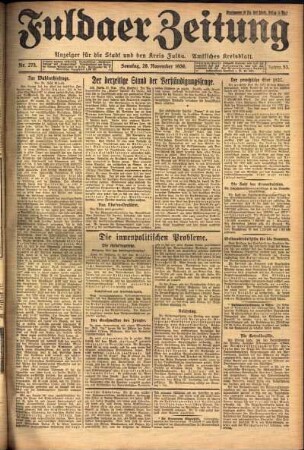 Erste Ausgabe vom Sonntag, den 28. November 1926.