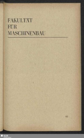 Fakultät Für Maschinenbau