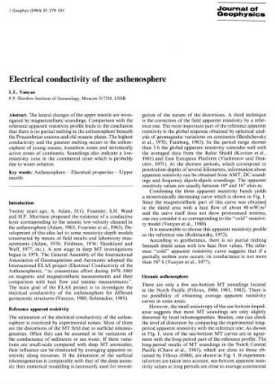 Electrical conductivity of the asthenosphere