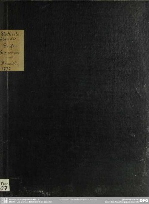Urtheile der Königlichen Inquisitions-Commission über die Grafen, Struensee und Brandt : mit der darauf erfolgten Königlichen Approbation; Aus dem Dänischen übersetzt