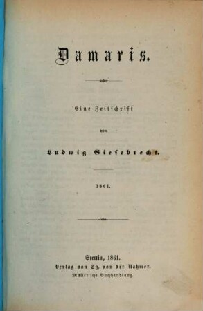 Damaris : eine Zeitschrift, 1861
