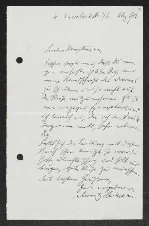 Brief von Moritz Heimann an Gerhart Hauptmann