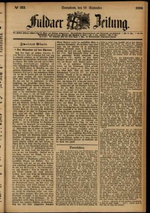 Ausgabe vom Samstag, den 18. September 1886.