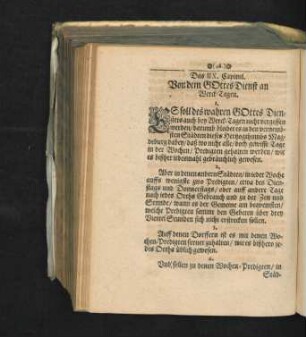 Das IIX. Capitul. Von dem Gottes Dienst an Werck-Tagen.