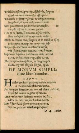 De Morum Simplicitate liber secundus.