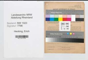 Entnazifizierung Erich Hecking , geb. 12.07.1903 (Kellner)