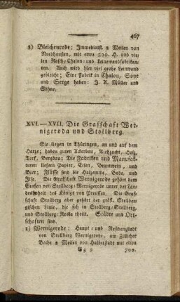 XVI. Die Graffschaft Wernigeroda und Stollberg.