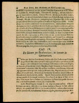 Cap. IX. De Itinere per Brabantiam, ac iterum in Germaniam.