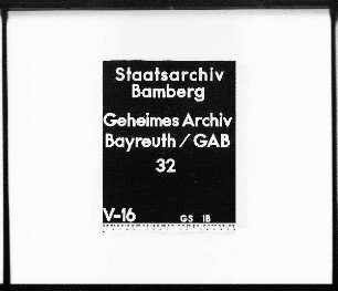 Repertorium der Karten und Risse des Geheimen Archivs Bayreuth