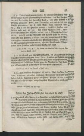 XX. Extract der Juden-Stättigkeit von 1616 & 1617.