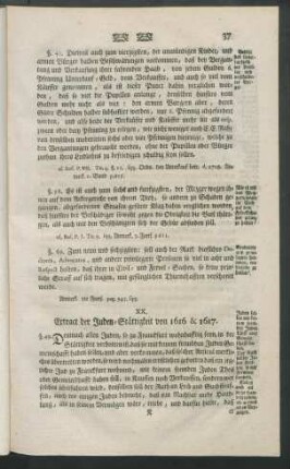 XX. Extract der Juden-Stättigkeit von 1616 & 1617.
