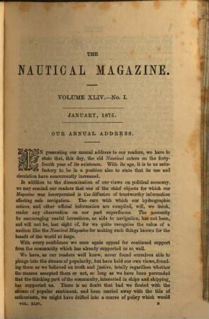 Nautical magazine : a magazine for those interested in ships and the sea. 44. 1875