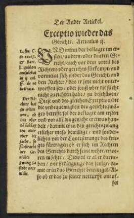 Exceptio wieder das Gerichte. Articulus ii.