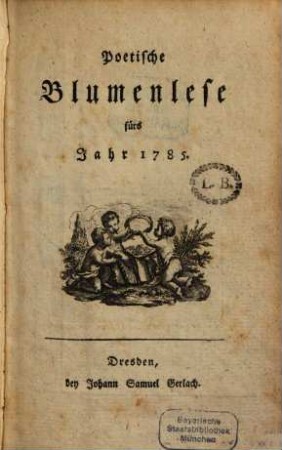 Poetische Blumenlese : fürs Jahr .., 1785