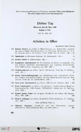 Arbeiten in Silber (Nr. 334-361)