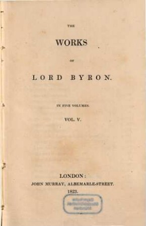 The works of Lord Byron : in five volumes. 5
