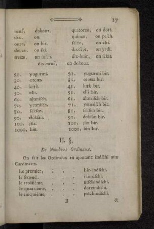 II. §. De Nombres Ordinaux.