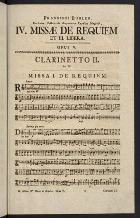 1-2, Missa I. De Requiem - Clarinetto II.